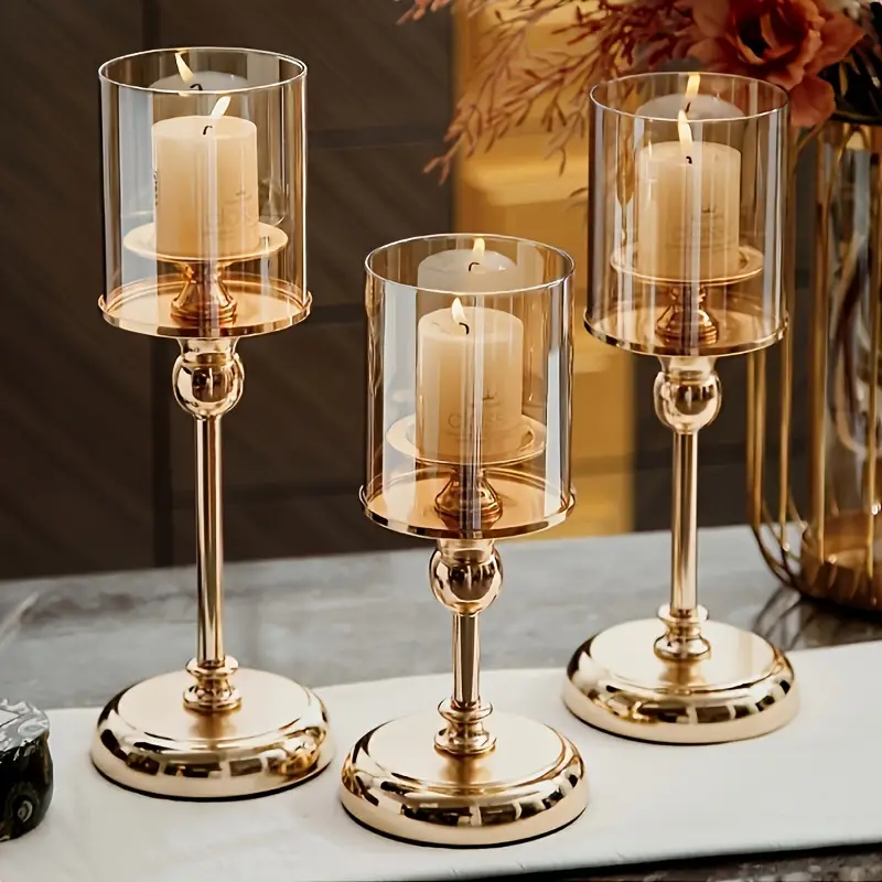 Metal Windproof Glass Candle Holders